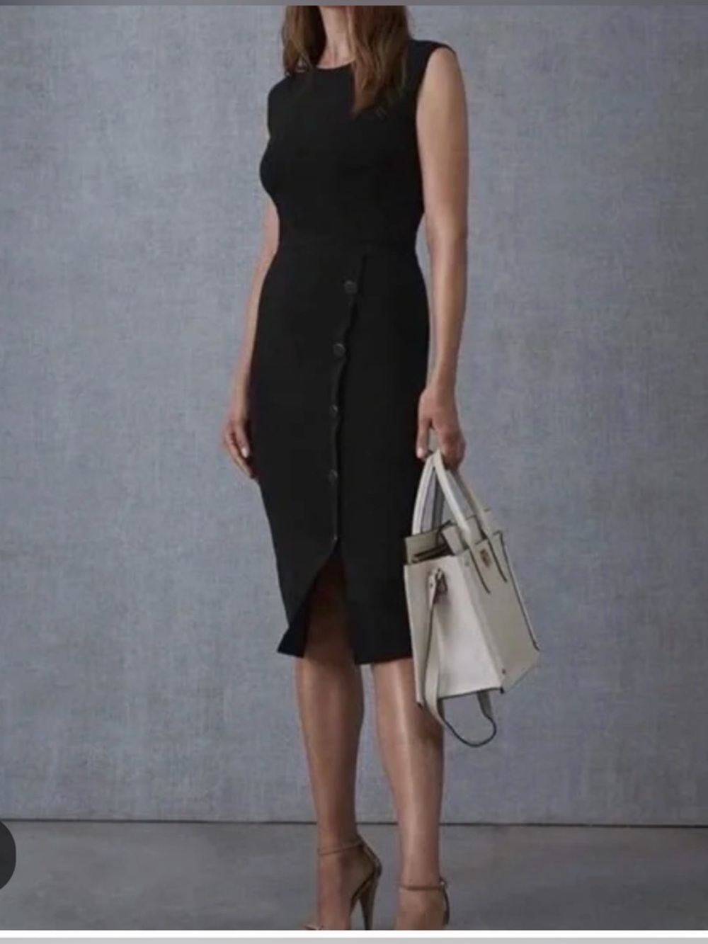 Reiss Women's Midi Sasha Dress In Black Size Small Cap Sleeves NWOT